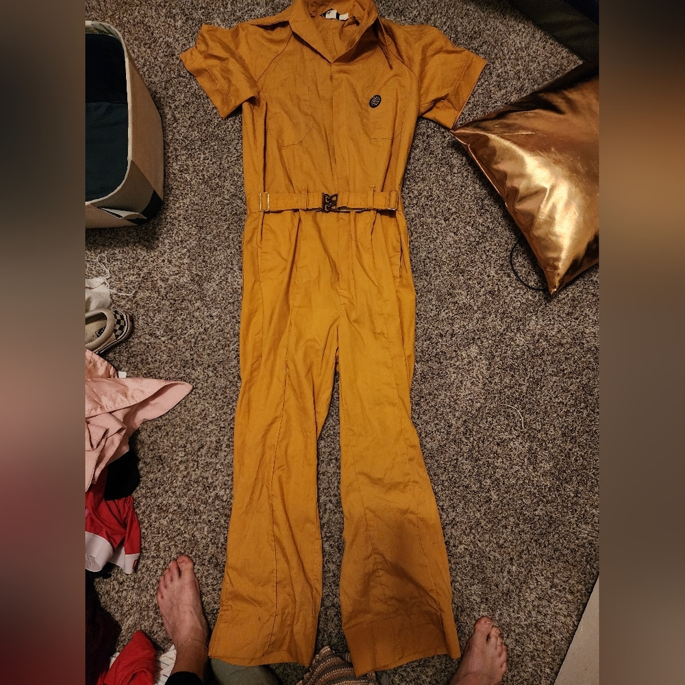 Vintage 1970s Sears Better Suit Yellow Jumpsuit